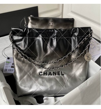 Chanel22 35x37x7cm silver black