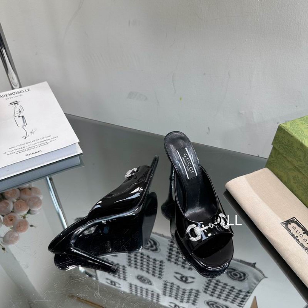 Gucci high heel 9.5cm 36-42 black glossy Shoes