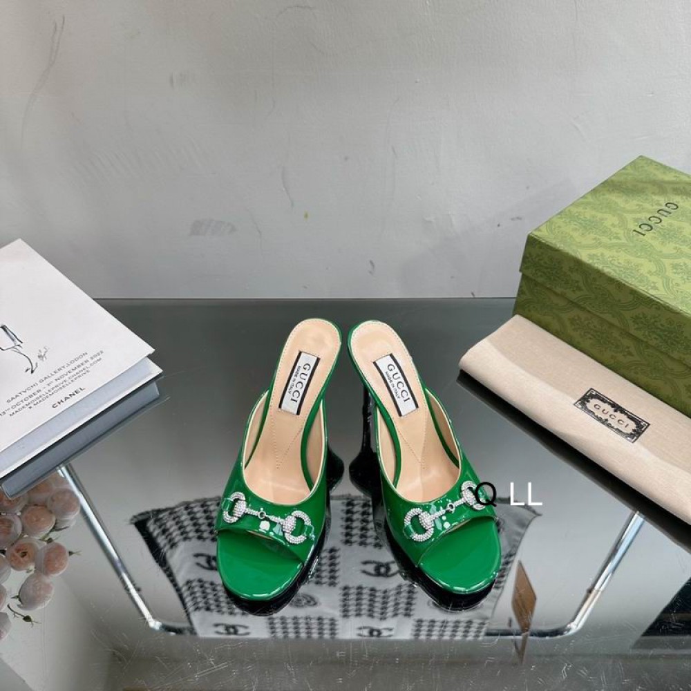 Gucci high heel 9.5cm 36-42 green glossy Shoes