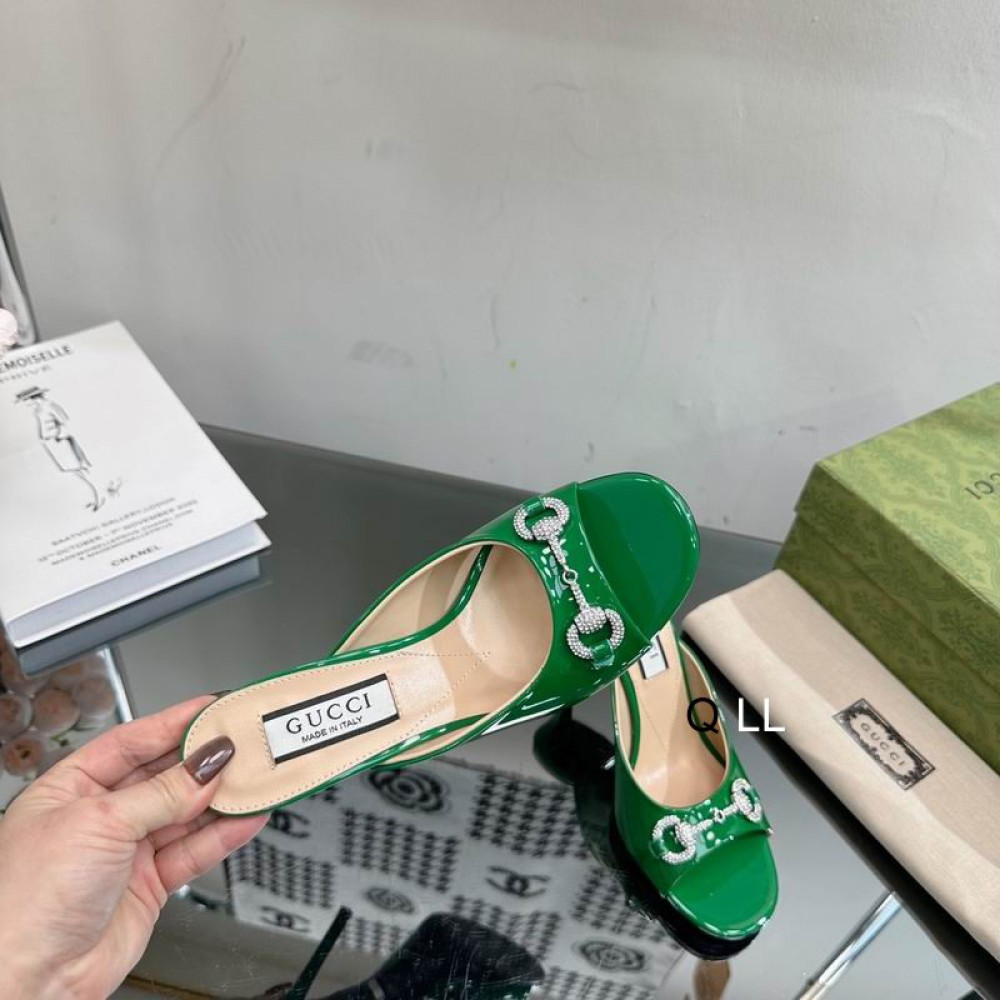 Gucci high heel 9.5cm 36-42 green glossy Shoes