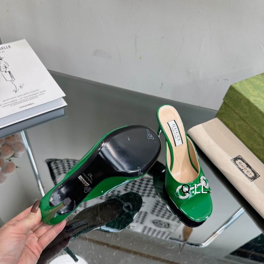 Gucci high heel 9.5cm 36-42 green glossy Shoes