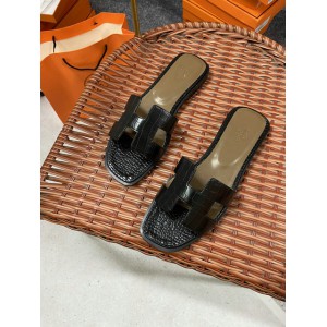 Hermes slides snake skin leather 36-42 oran black Shoes