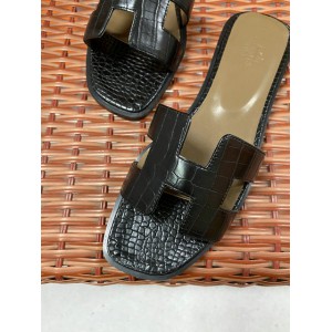 Hermes slides snake skin leather 36-42 oran black Shoes