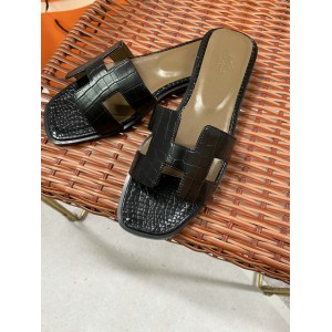 Hermes slides snake skin leather 36-42 oran black Shoes