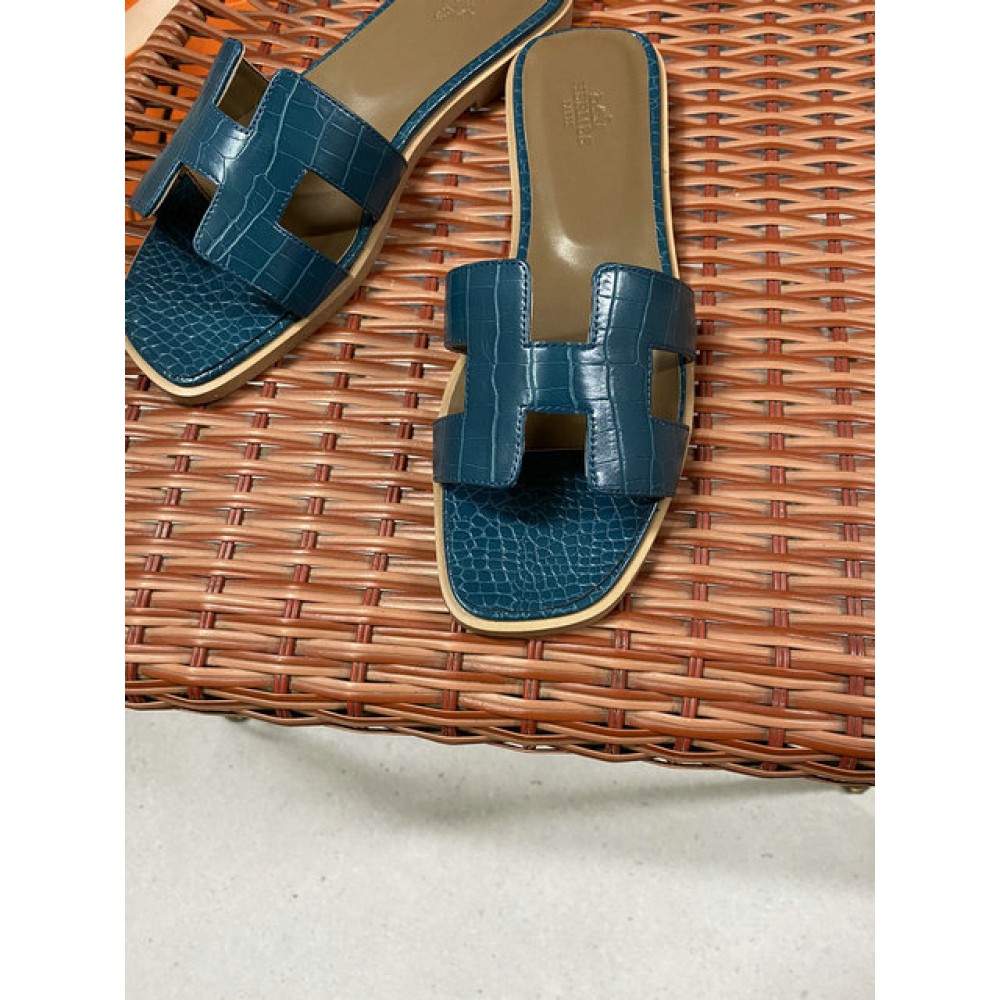 Hermes slides snake skin leather 36-42 oran blue Shoes