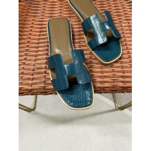 Hermes slides snake skin leather 36-42 oran blue Shoes