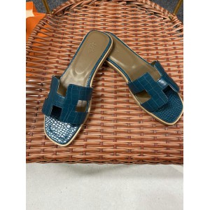 Hermes slides snake skin leather 36-42 oran blue Shoes