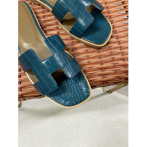 Hermes slides snake skin leather 36-42 oran blue Shoes