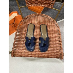 Hermes slides snake skin leather 36-42 oran dark blue Shoes