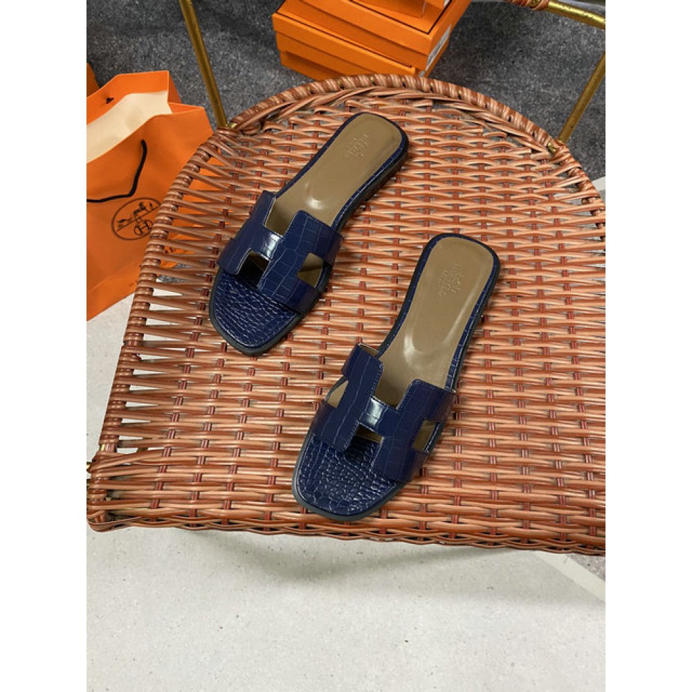 Hermes slides snake skin leather 36-42 oran dark blue Shoes