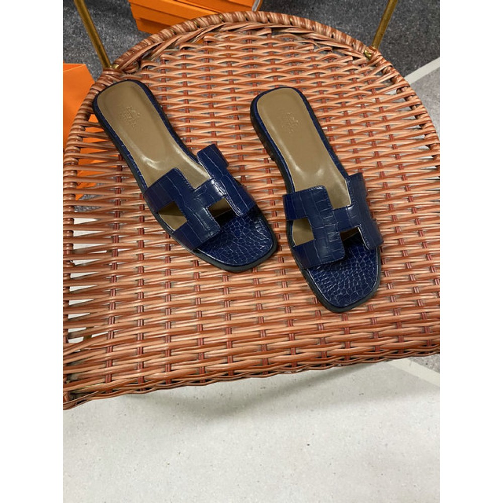 Hermes slides snake skin leather 36-42 oran dark blue Shoes