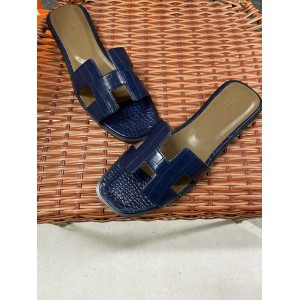 Hermes slides snake skin leather 36-42 oran dark blue Shoes