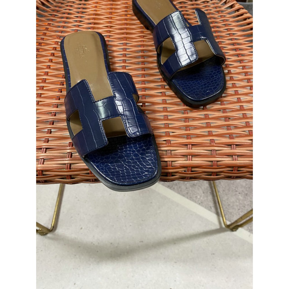 Hermes slides snake skin leather 36-42 oran dark blue Shoes