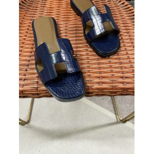 Hermes slides snake skin leather 36-42 oran dark blue Shoes