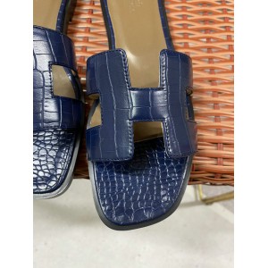 Hermes slides snake skin leather 36-42 oran dark blue Shoes