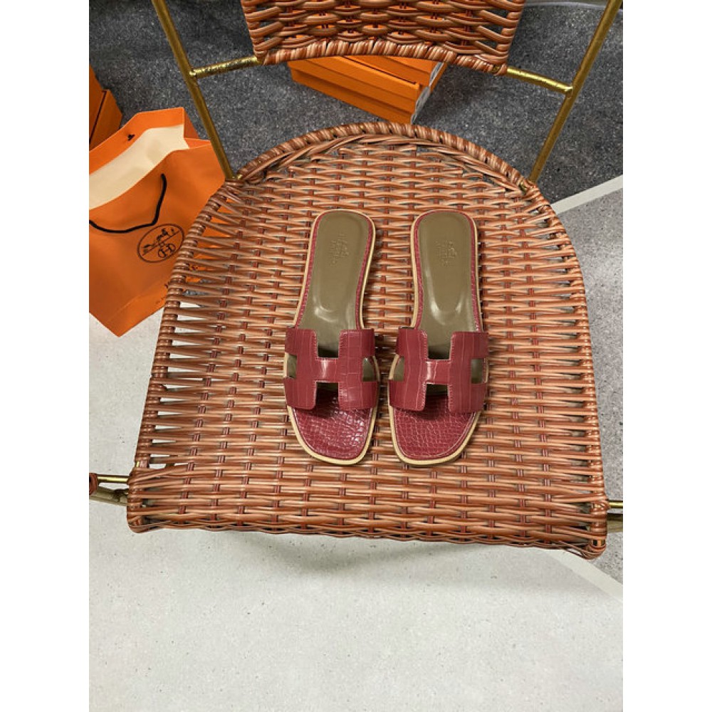 Hermes slides snake skin leather 36-42 oran rouge Shoes