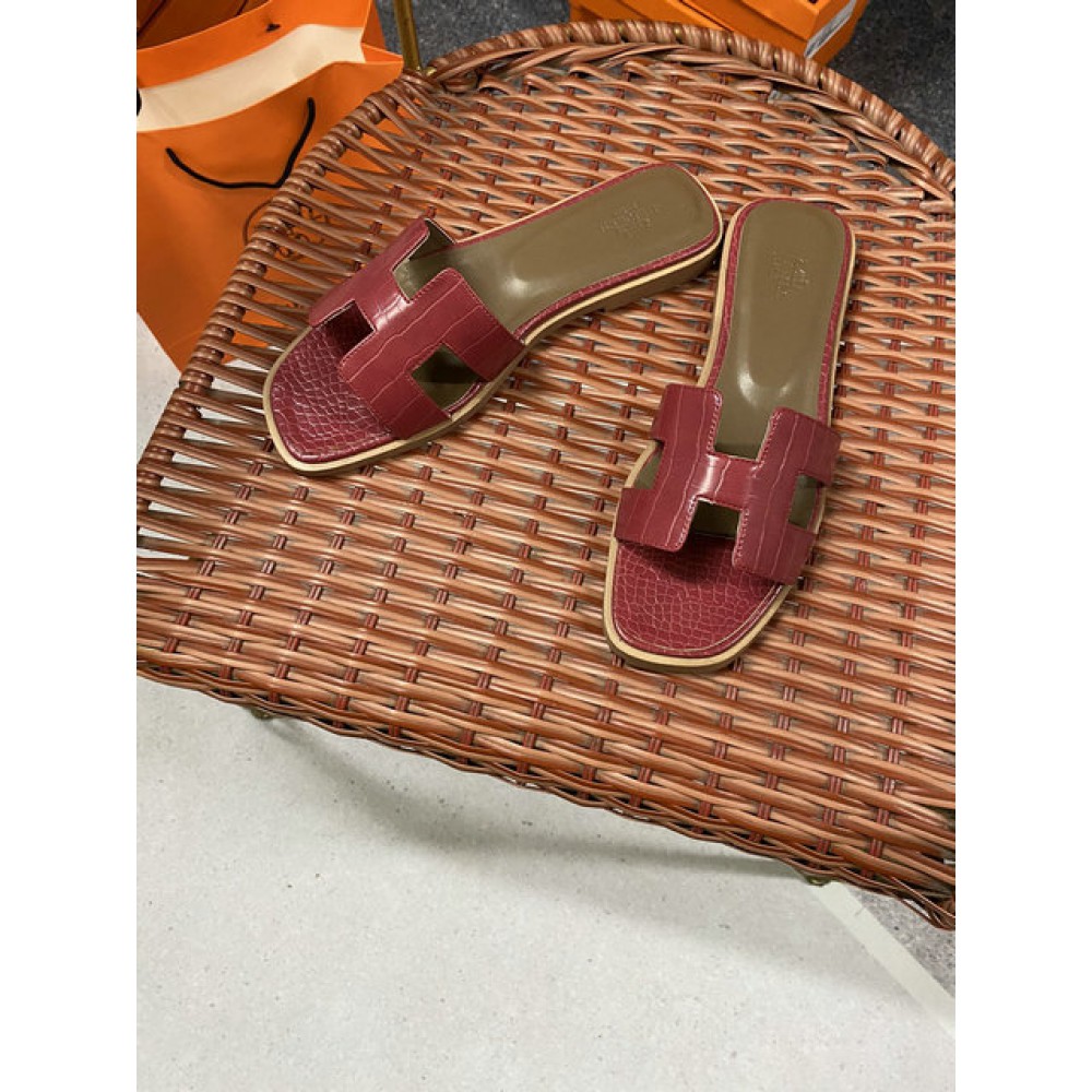 Hermes slides snake skin leather 36-42 oran rouge Shoes