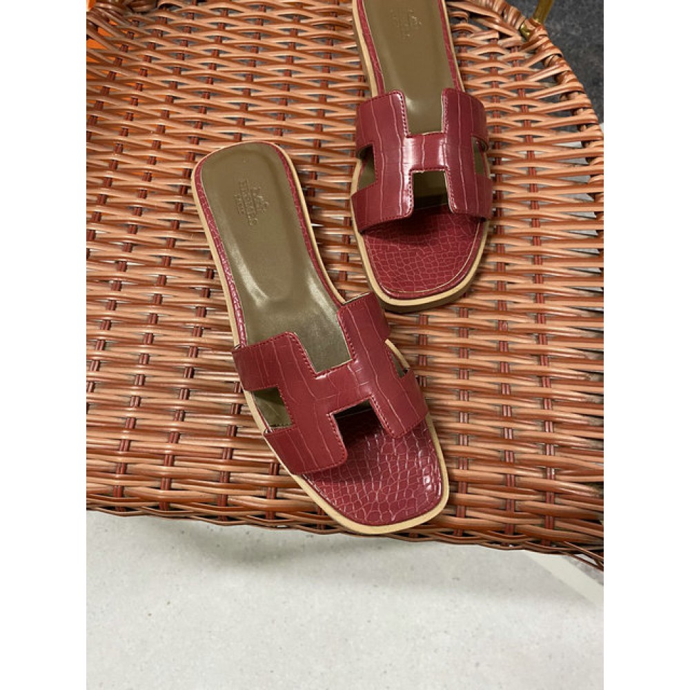 Hermes slides snake skin leather 36-42 oran rouge Shoes
