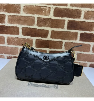 GG Matelassé handbag in black leather 735049 25x15x8cm