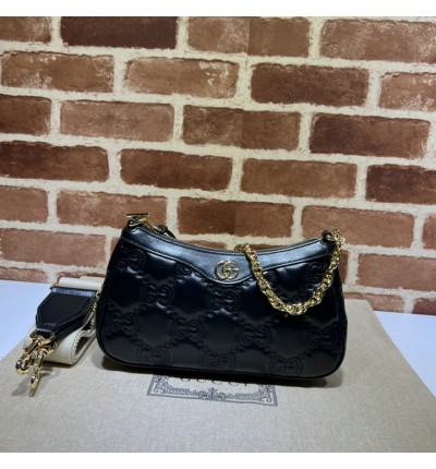 GG Matelassé handbag in black leather 735049 25x15x8cm