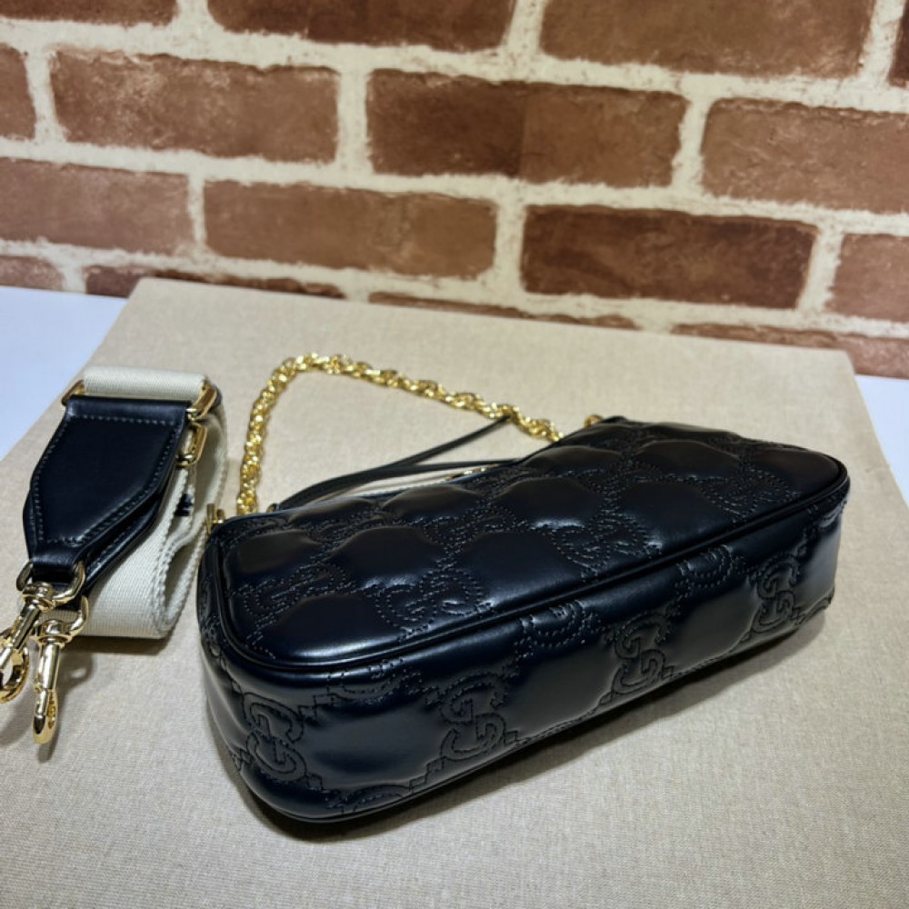 GG Matelassé handbag in black leather 735049 25x15x8cm Bags