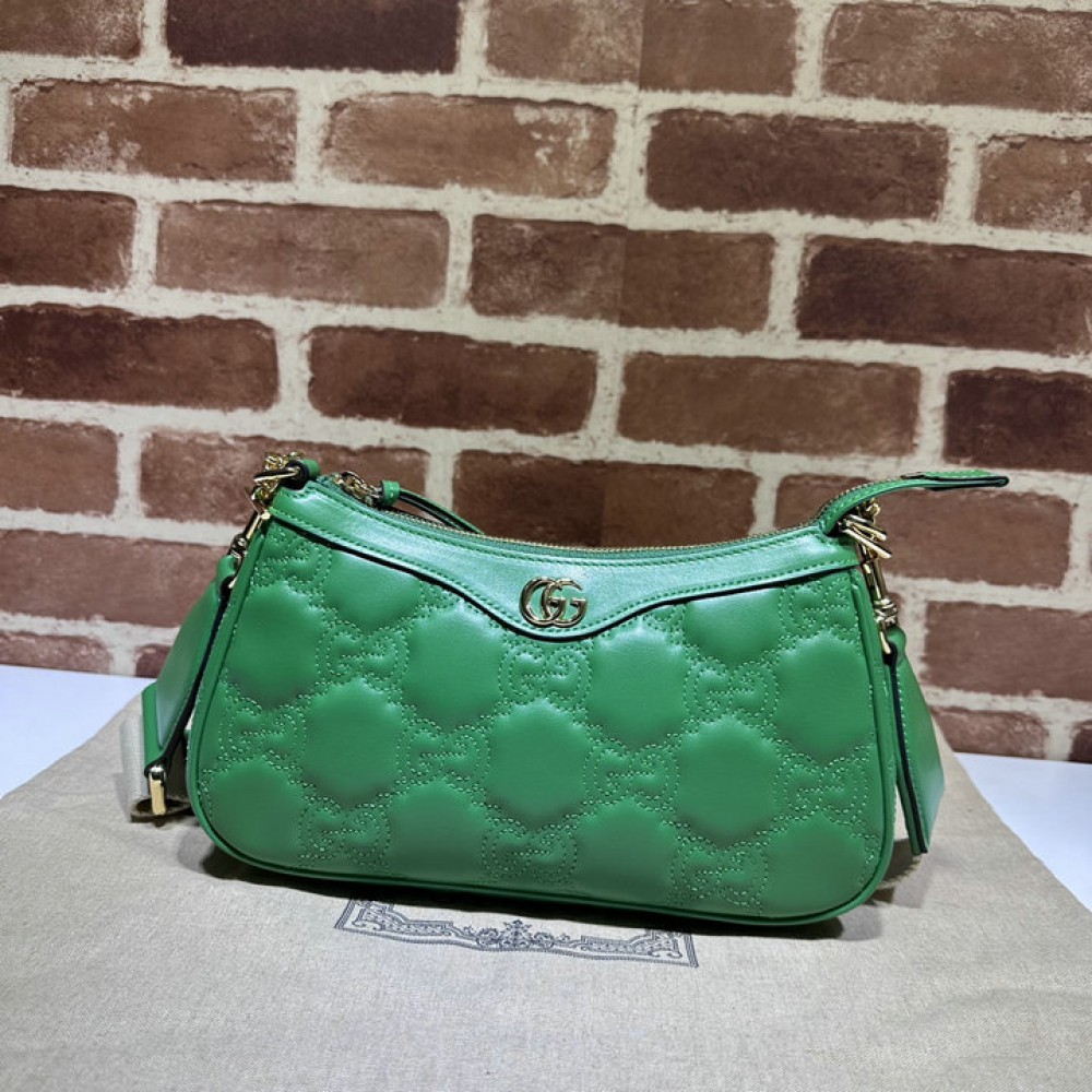 GG Matelassé handbag in green leather 735049 25x15x8cm Bags