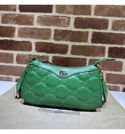 GG Matelassé handbag in green leather 735049 25x15x8cm