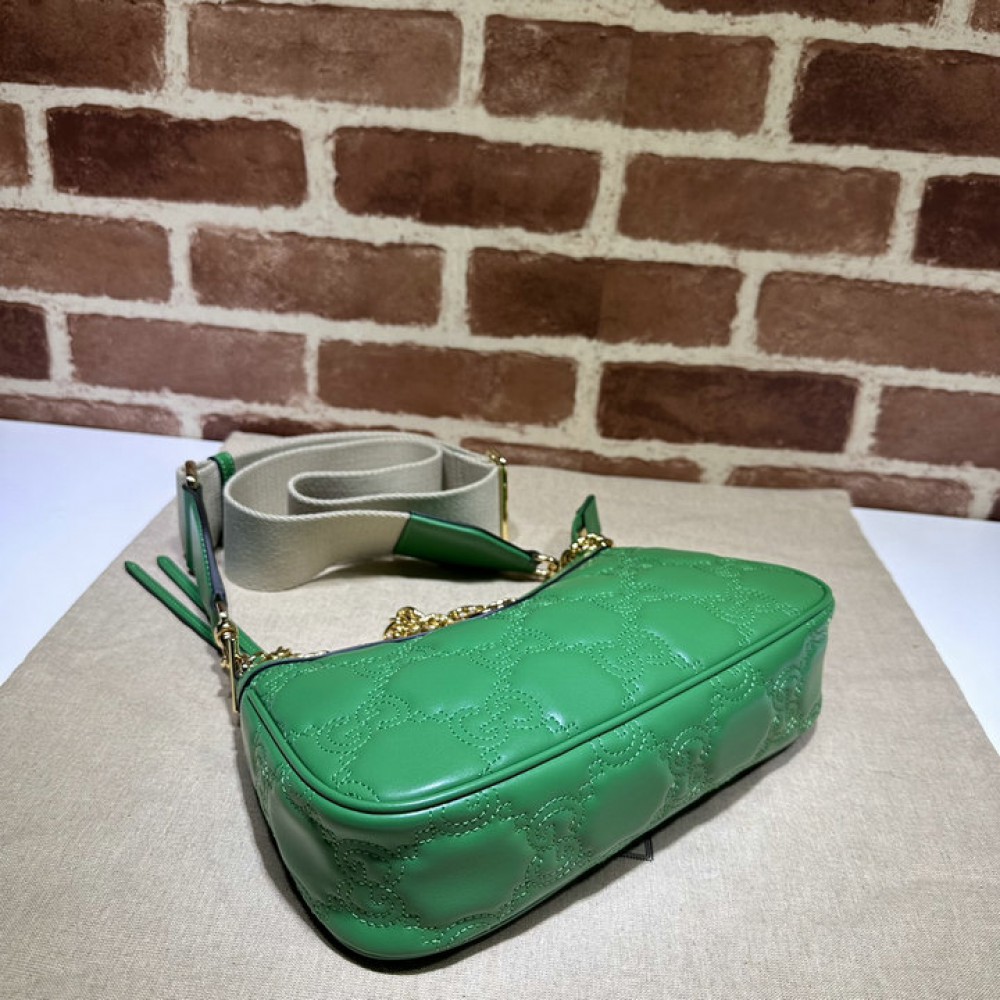 GG Matelassé handbag in green leather 735049 25x15x8cm Bags