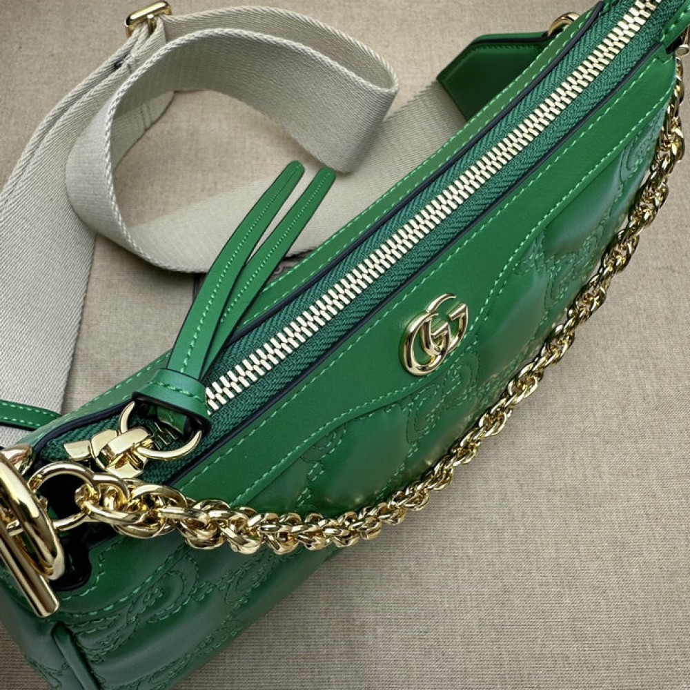GG Matelassé handbag in green leather 735049 25x15x8cm Bags