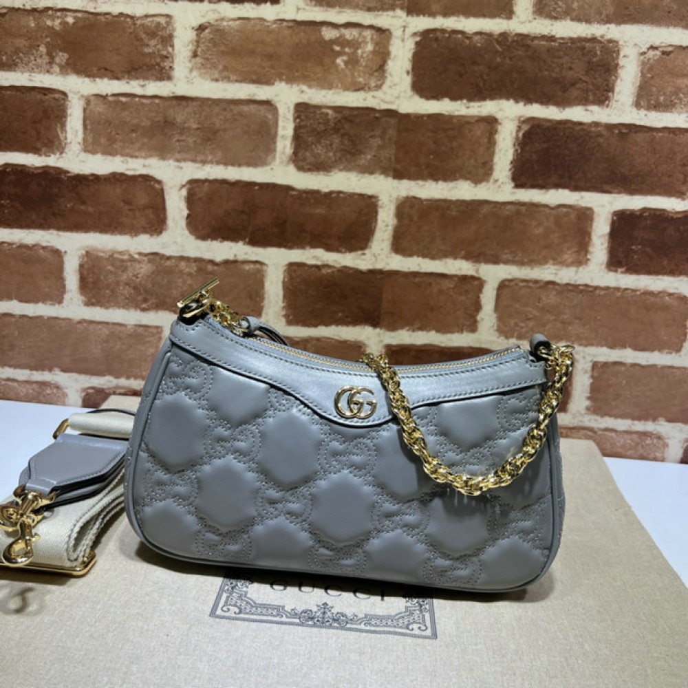 GG Matelassé handbag in grey leather 735049 25x15x8cm Bags
