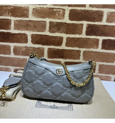 GG Matelassé handbag in grey leather 735049 25x15x8cm