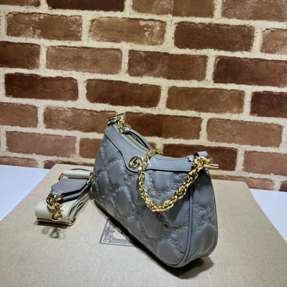 GG Matelassé handbag in grey leather 735049 25x15x8cm Bags