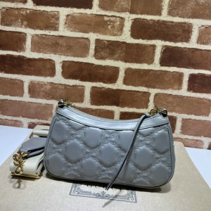 GG Matelassé handbag in grey leather 735049 25x15x8cm Bags