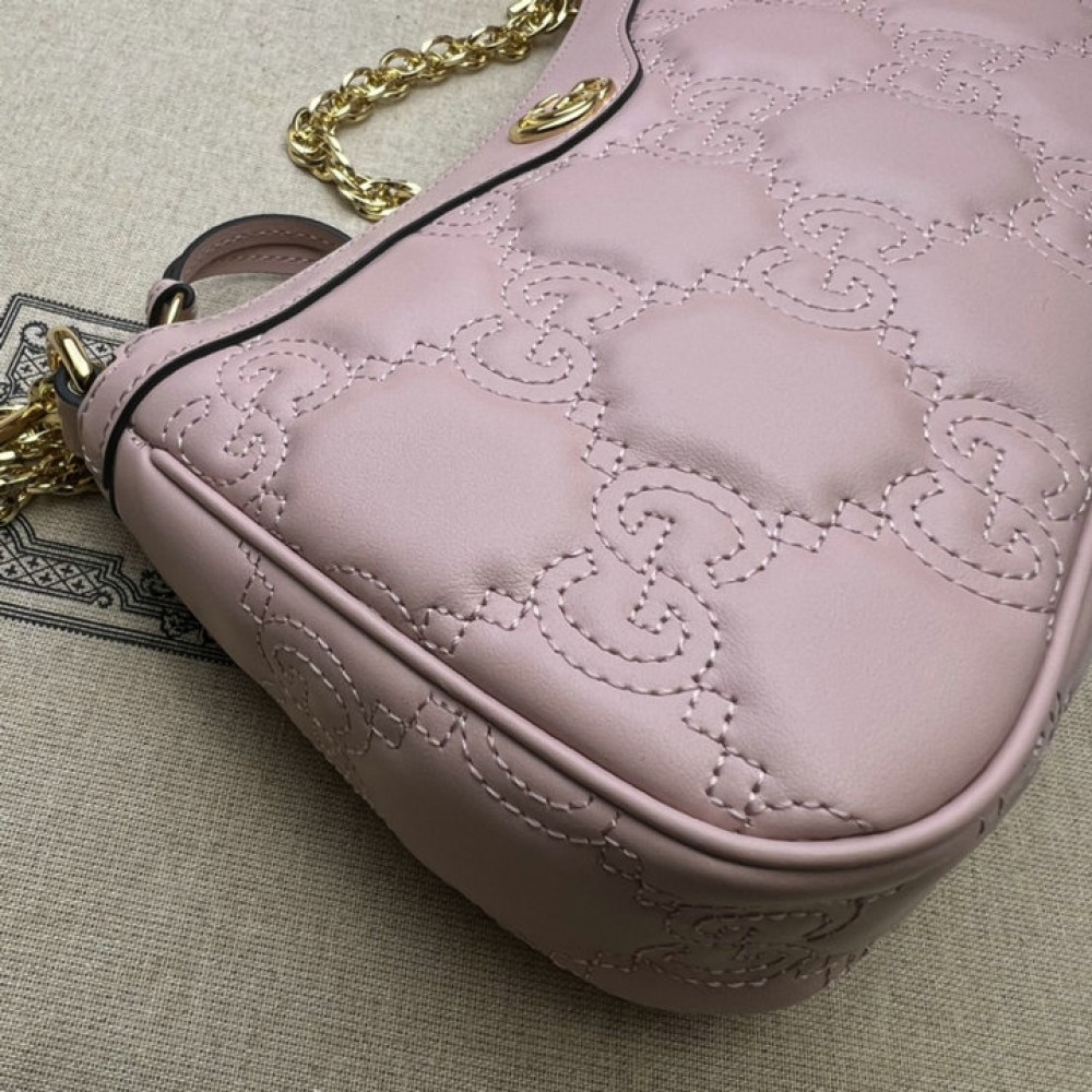 GG Matelassé handbag in pink leather 735049 25x15x8cm Bags