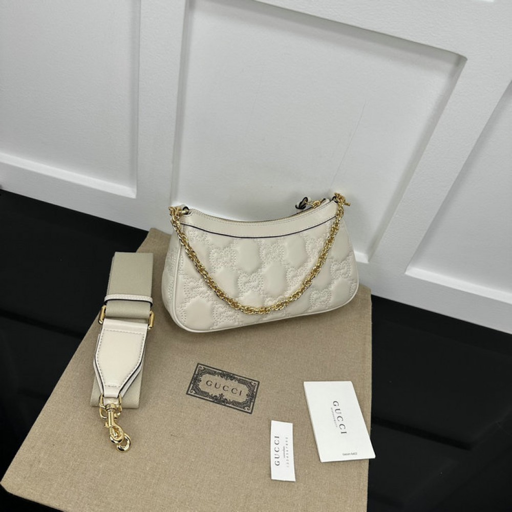 GG Matelassé handbag in white leather 735049 25x15x8cm Bags