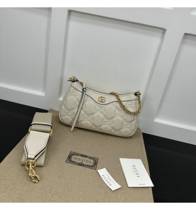 GG Matelassé handbag in white leather 735049 25x15x8cm