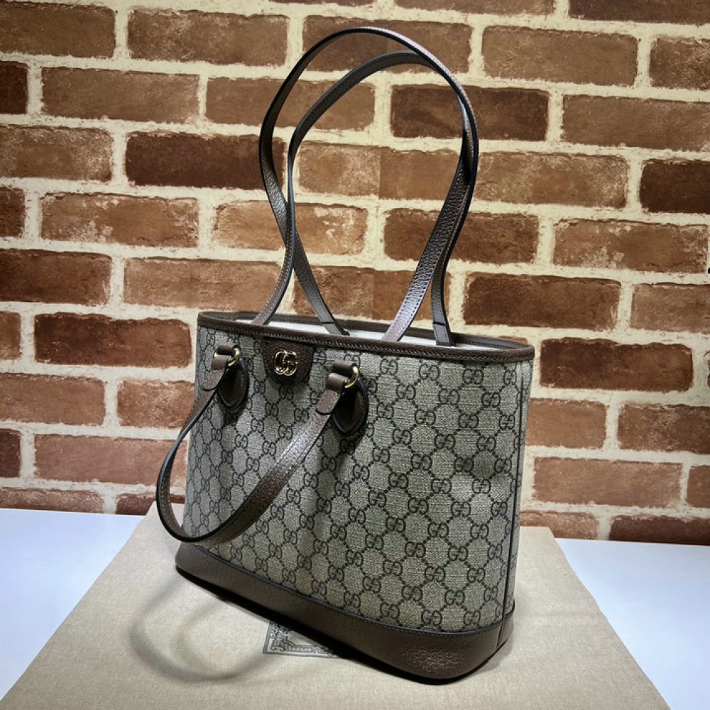 Gucci Ophidia GG mini tote bag in beige and ebony Supreme 31x25x13cm Bags