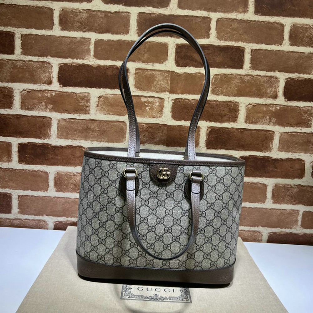 Gucci Ophidia GG mini tote bag in beige and ebony Supreme 31x25x13cm Bags