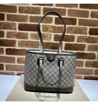 Gucci Ophidia GG mini tote bag in beige and ebony Supreme 31x25x13cm