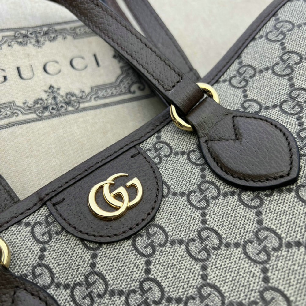 Gucci Ophidia GG mini tote bag in beige and ebony Supreme 31x25x13cm Bags