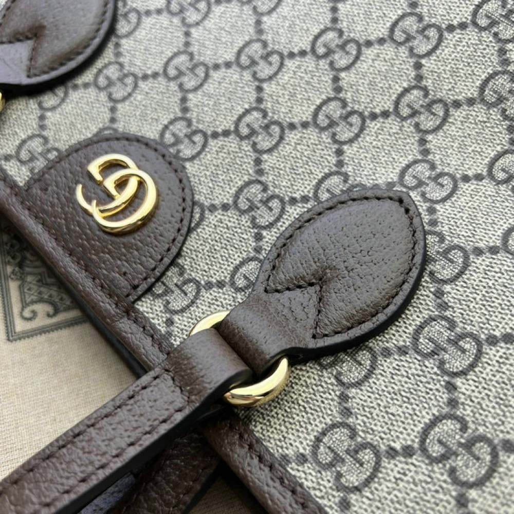 Gucci Ophidia GG mini tote bag in beige and ebony Supreme 31x25x13cm Bags