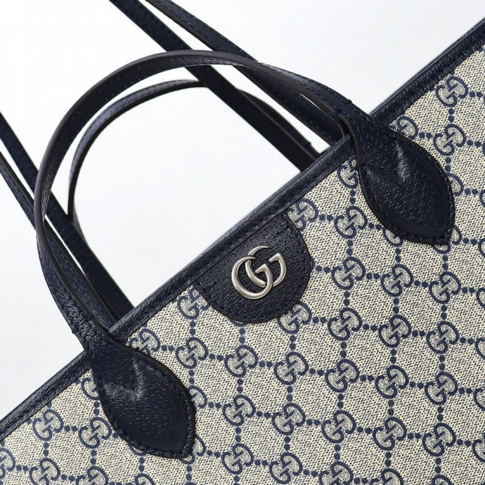 Ophidia medium tote bag in beige and blue Supreme 38.5×28.5×15 cm 