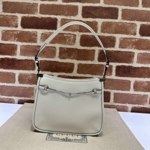 Gucci Horsebit Slim small shoulder bag in white leather 23x18.5x3cm Bags