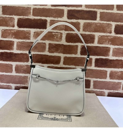 Gucci Horsebit Slim small shoulder bag in white leather 23x18.5x3cm