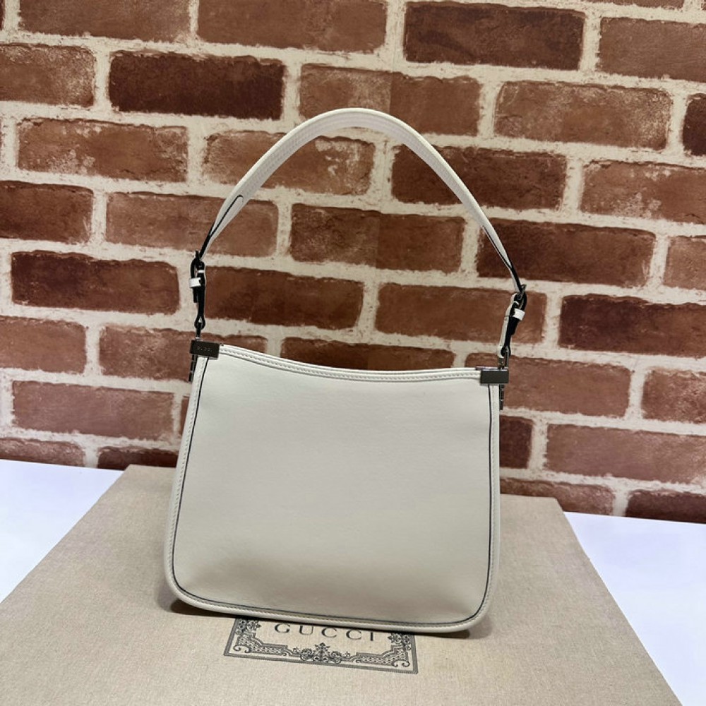 Gucci Horsebit Slim small shoulder bag in white leather 23x18.5x3cm Bags