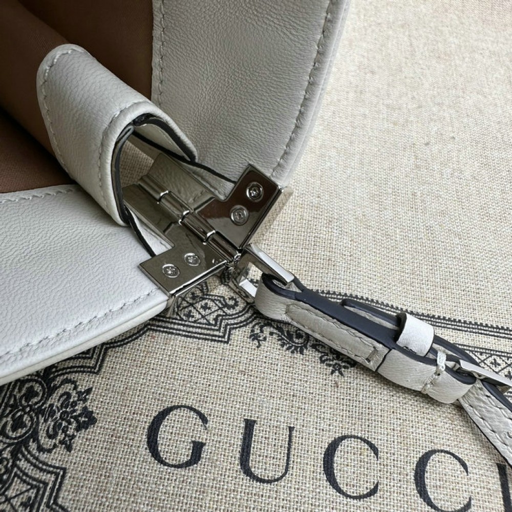 Gucci Horsebit Slim small shoulder bag in white leather 23x18.5x3cm Bags