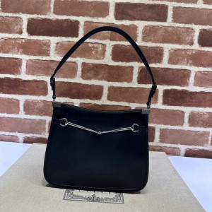 Gucci Horsebit Slim small shoulder bag in black leather 23x18.5x3cm Bags