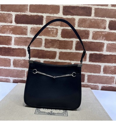 Gucci Horsebit Slim small shoulder bag in black leather 23x18.5x3cm