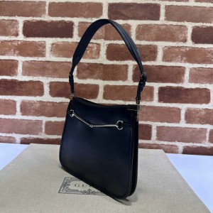 Gucci Horsebit Slim small shoulder bag in black leather 23x18.5x3cm Bags