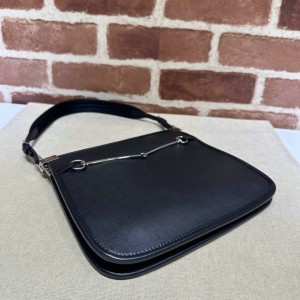 Gucci Horsebit Slim small shoulder bag in black leather 23x18.5x3cm Bags
